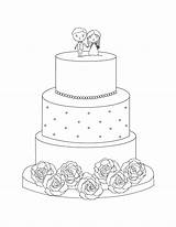 Coloring Wedding Cake Pages Printable sketch template