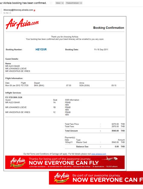 booking confrimation air asia