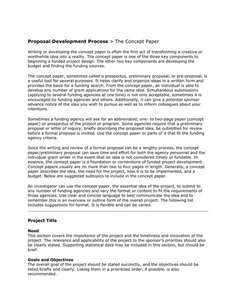 writing  concept paper  funding
