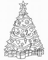 Christmas Coloring Tree Pages Getdrawings Presents sketch template