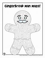 Gingerbread Christmas Mazes Man Printable Activities Maze Kids Print sketch template