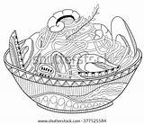 Coloring Pasta Book Illustration Seafood Shutterstock Lidia Portfolio sketch template