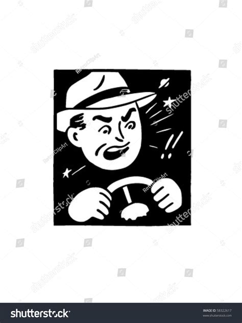 angry driver retro clip art stock vector illustration