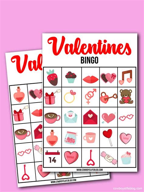 printable valentines day bingo cards  cowboys life