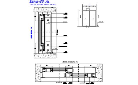 sliding door elevation  section detail dwg file
