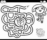 Labirinto Maze Ragazza Labyrinth Coloritura Labirinti Gioco Laberinto Vettore sketch template