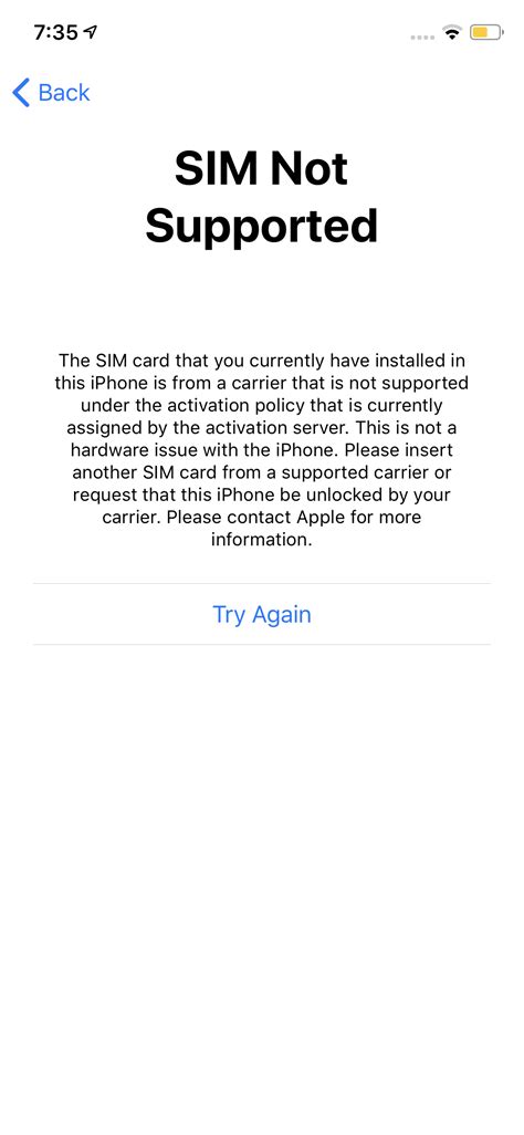sim not supported apple community