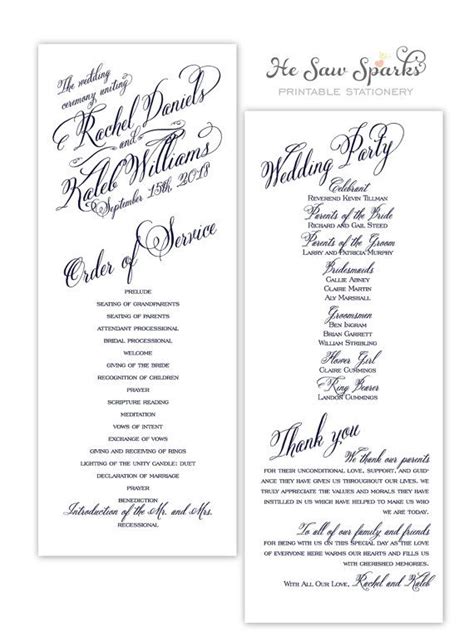 printable wedding program rachel wedding printables printable