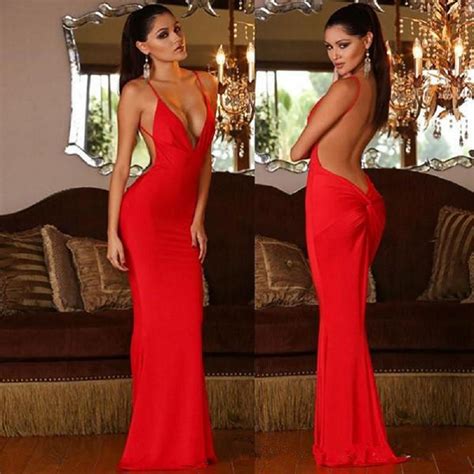 2017 sexy mermaid red evening dresses spaghetti straps plunging v neck
