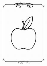 Fruits Apple Coloring Easy Toddlers Kids sketch template