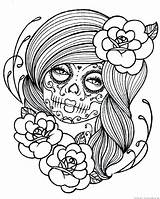 Coloring Skull Sugar Pages Girl Dead Tattoo Woman Drawing Sexy Candy Print Book Printable Punk Own Digital Flash Flowers Skulls sketch template