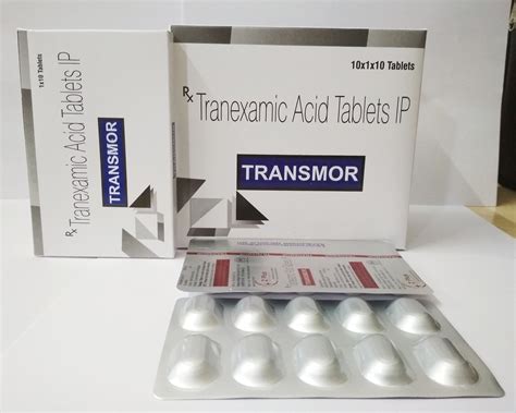 tranexamic acid  mg tablet transmor packaging size mono pack prescription id