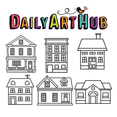 house outline clip art set daily art hub  clip art everyday