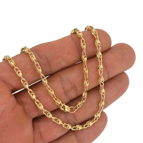 mens  gold mm turkish link chain necklace  marquise style