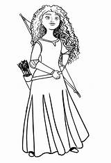 Merida Coloring Brave Princess Drawing sketch template