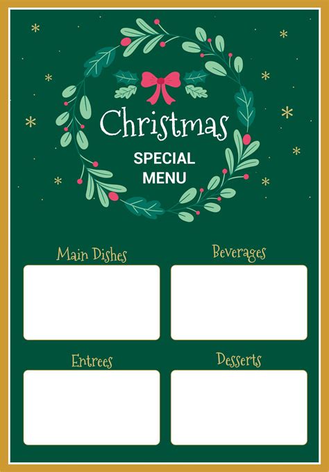 printable christmas menu templates printableecom