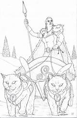 Norse Freya sketch template