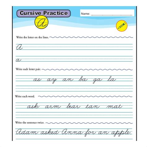 cursive writing template   word  documents