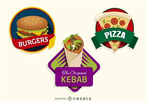colorful fast food logos vector