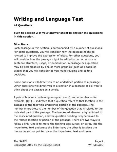 sat practice writing  language test