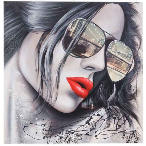 Ölgemälde Sonnenbrille 100 Handgemaltes Wandbild Gemälde Xl 80x80cm