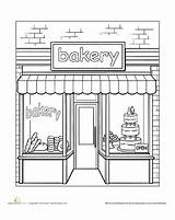 Coloring Bakery Stores sketch template