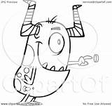 Pushing Monster Button Illustration Cartoon Clipart Toonaday Royalty Lineart Outline Vector Ron Leishman sketch template