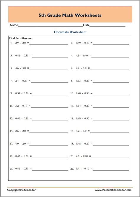 printable  grade worksheets     edumonitor