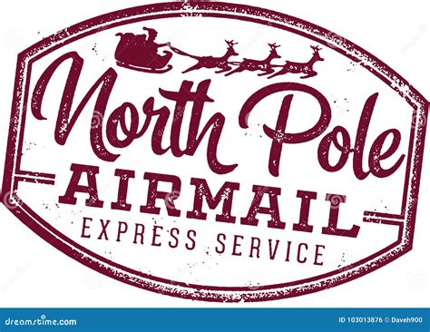north pole santa claus letter postmark stock vector illustration