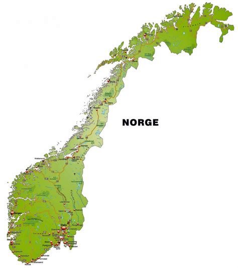 wegenkaart van noorwegen wegen tolwegen en snelwegen van noorwegen