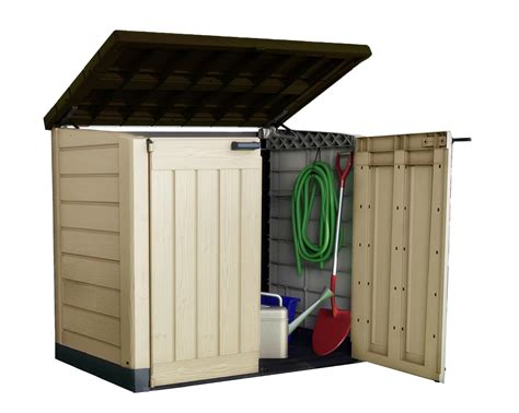 keter store   max outdoor plastic garden storage shed beige