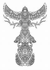 Coloring Totem Animal Poles Spirits Color Netart Print sketch template