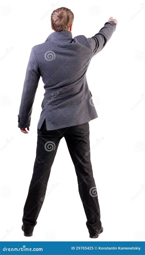 view  pointing business man stock image image  jacket
