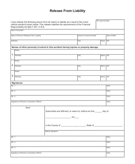 release  liability form car sale template collection