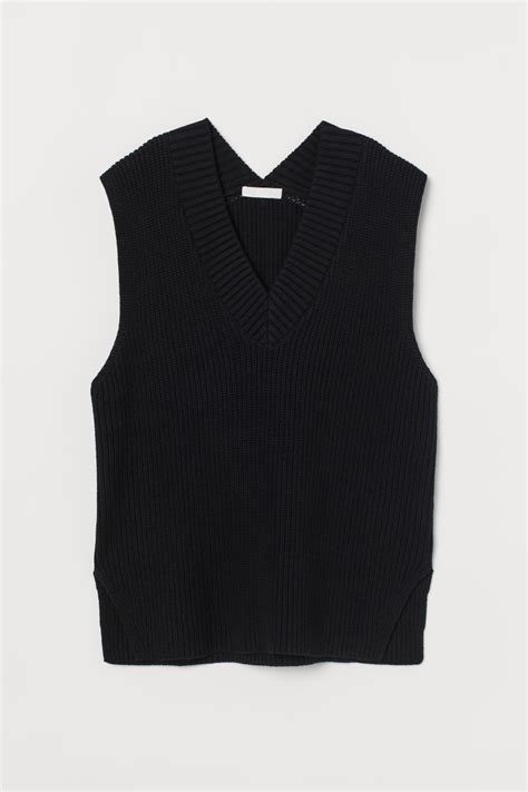 rib knit vest black ladies handm au