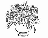 Vase Flowers Coloring Coloringcrew sketch template