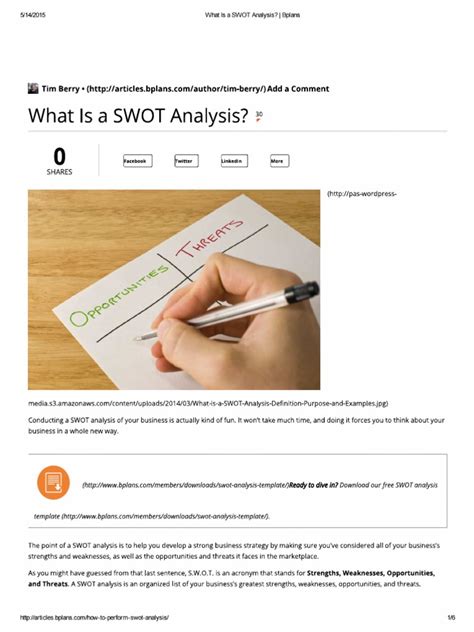 What Is A Swot Analysis Bplans