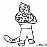 Panda Fu Kung Tai Lung Draw Drawing Po Kungfu Outline Characters Cartoon Sketchok Step Easy sketch template
