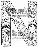Letters Pages Monogram Coloring Etsy Template Zentangle Print sketch template