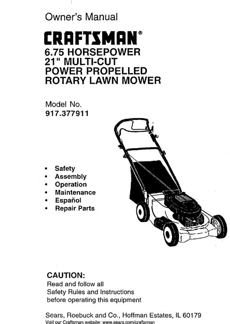 Craftsman 917377911 User Manual 6 75hp 21 Rotary Lawn Mower Manuals And