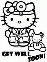 Coloring Well Soon Pages Kids Hello Kitty Hospital Popular sketch template