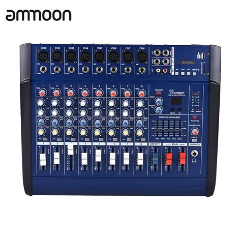 ammoon  channels powered mixer amplifier digital audio mixing console amp   phantom