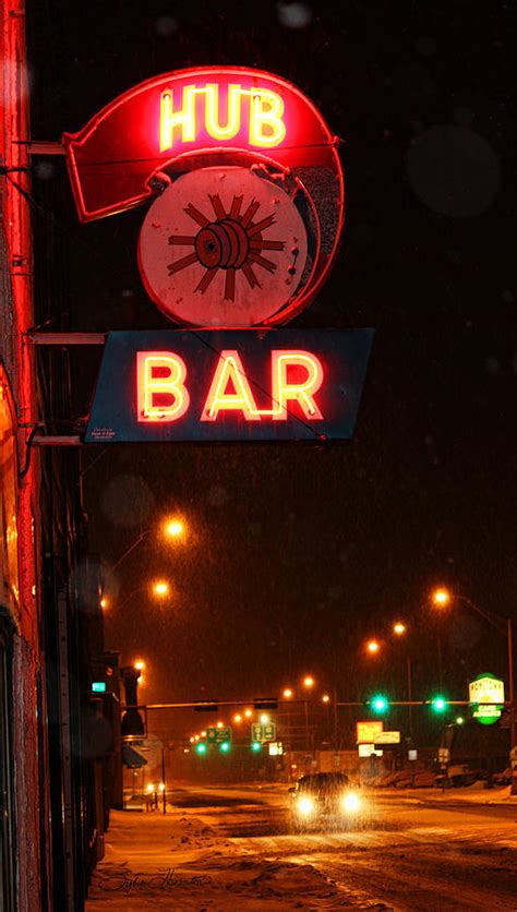 hub bar snowy night photograph  sylvia thornton