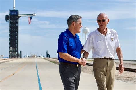 apollo  astronaut returns  launch pad  years   daily universe