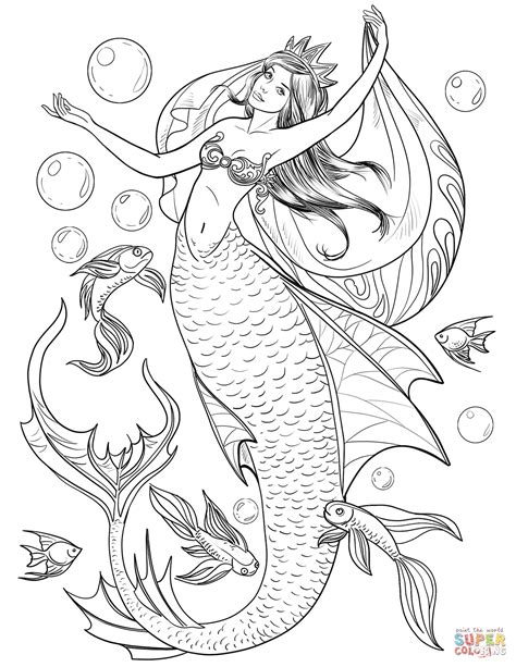 printable mermaid coloring pages  adults  printable