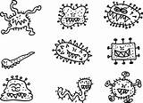 Viruses Pathogens Lineart Illustrations sketch template