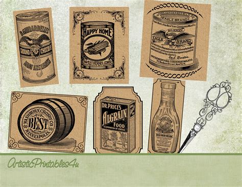 vintage kitchen labels  sizes digital printable country etsy canada