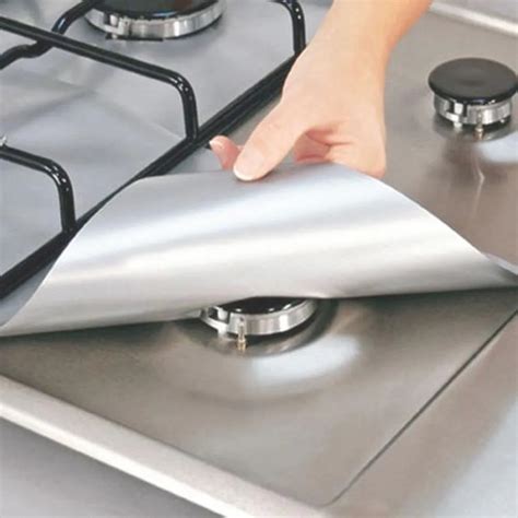 pcs gas stove protectors reusable aluminum foil stove cover liner mat