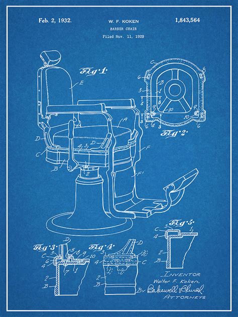 koken barbers chair blueprint patent print drawing  greg edwards fine art america
