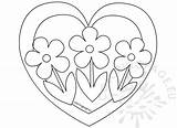 Heart Coloriage Fleurs Sheets Coloringpage sketch template
